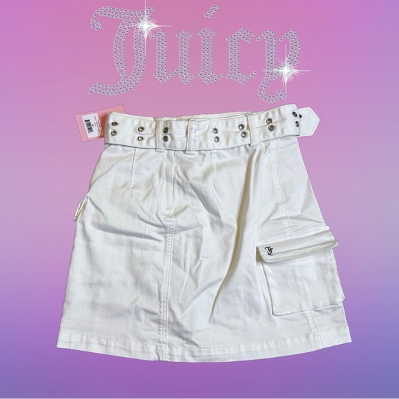 NWT Juicy Couture Cargo Skirt w/ Belt White Tennis Skirt Retro - Picture 3 of 5
